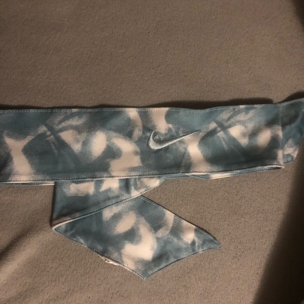 Blue and white nike headband